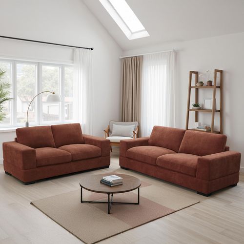 Westminster Sofa Set - Berry Red Fabric - 3+2 Seater