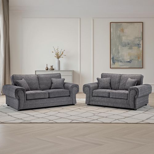 Wilcot Sofa Set - Grey Fabric - 3+2 Seater