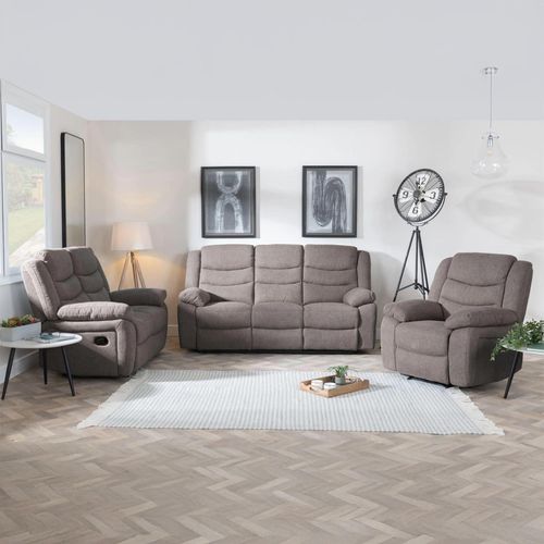 Windsor Brown Fabric Recliner Sofa Set
