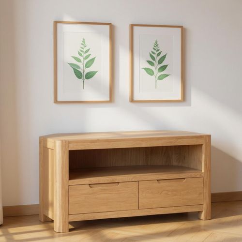 Carly Oak 2 Drawer Corner TV Unit