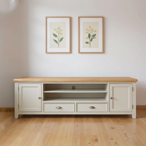 Janelle Oak and Grey Extra Large  Storage TV Unit