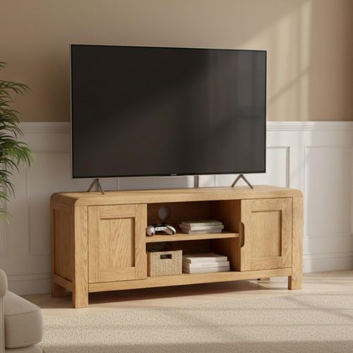 Thurlestone Curved TV Unit - 2 Door - Oak