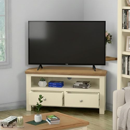 Lundy Corner TV Unit - 105cm - Ivory Painted