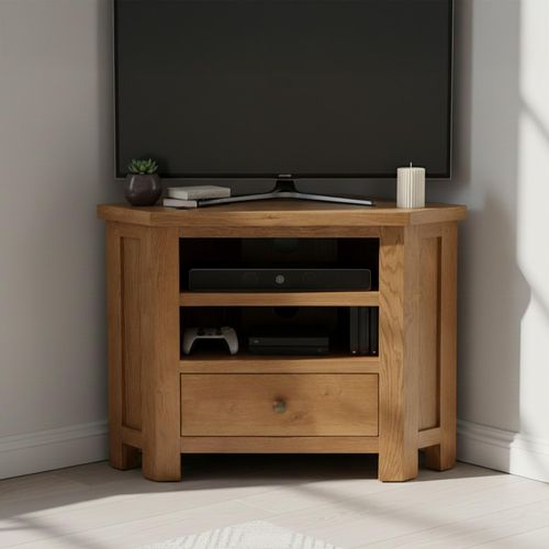 Original Corner TV Unit - 90cm - Rustic Oak