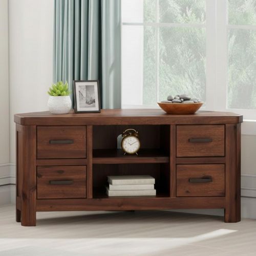 Andorra Corner TV Unit - 4 Drawer - Dark Acacia