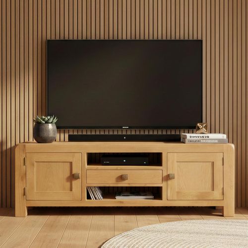 Curve Wide TV Unit - 145cm - Oak