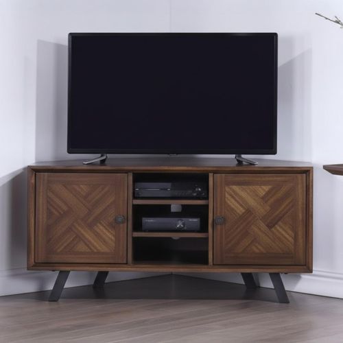 Nevada Corner TV Unit - 2 Door - Parquet Style Wood