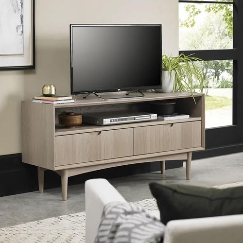 Clearance - Dansk TV Unit - 2 Drawer - Scandi Oak - FSS16548