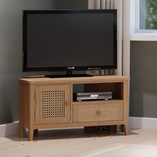 Henley Oak and Rattan 90cm Corner TV Unit