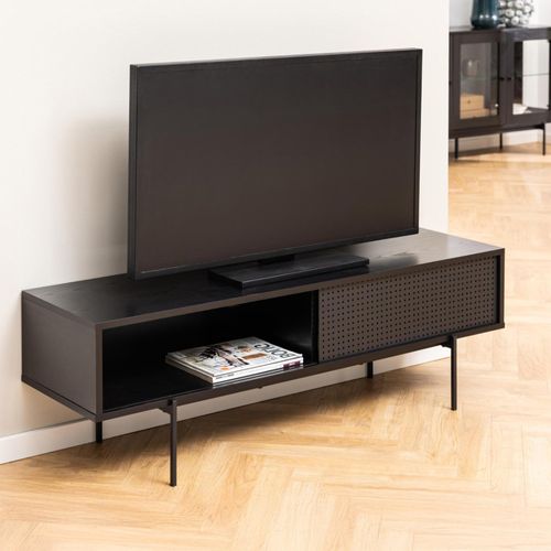 Angus TV Unit - 1 Door - Black Melamine
