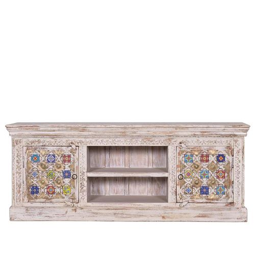 Awendaw TV Unit - 2 Door - Mango Wood - White Washed