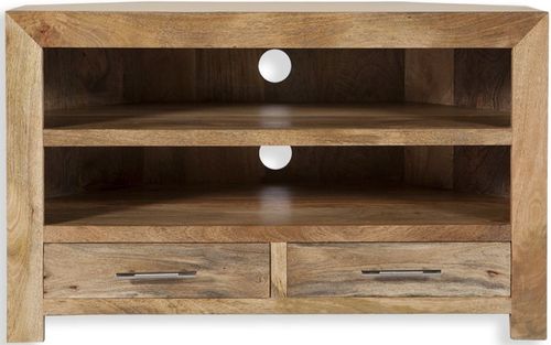 Cuban Natural Mango Wood 100cm Corner TV Cabinet