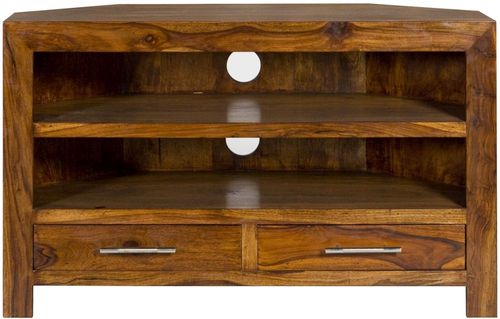 Cuban Sheesham Wood 100cm Corner TV Cabinet