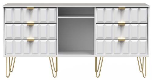 Cube White 150cm TV Unit with Hairpin Legs