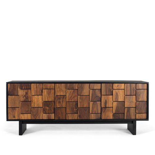 Esmeralda TV Unit - 3 Door - Black Mango Wood