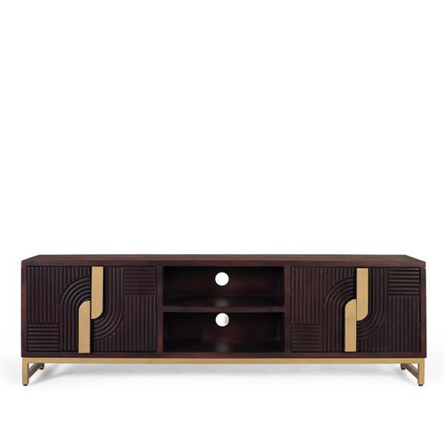 Flora Storage Large TV Unit - 4 Door - Dark Mango Wood