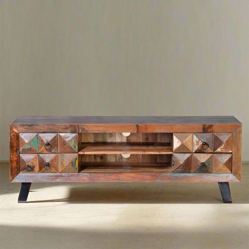 Hasley TV Unit - Recycled Wood - 4 Drawer