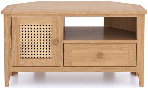 Henley Oak and Rattan 90cm Corner TV Unit