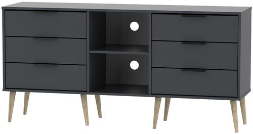 Hong Kong Graphite 150cm TV Unit with Natural Wooden Legs