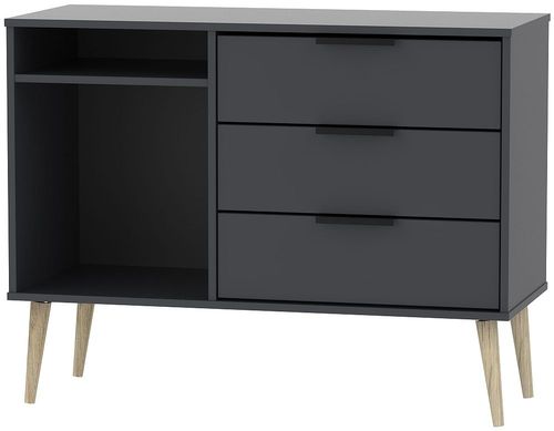 Hong Kong Graphite 95cm TV Unit with Natural Wooden Legs