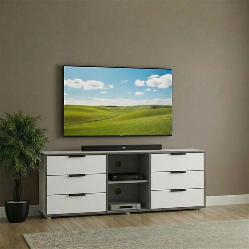 Hong Kong TV Unit - 150cm - with Glides Legs - White