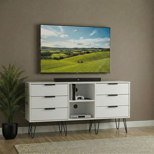 Hong Kong TV Unit - 150cm - with Hairpin Legs - White