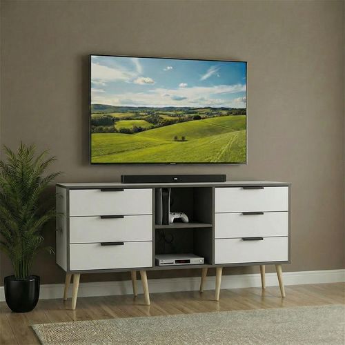 Hong Kong TV Unit - 150cm - with Wooden Legs - White