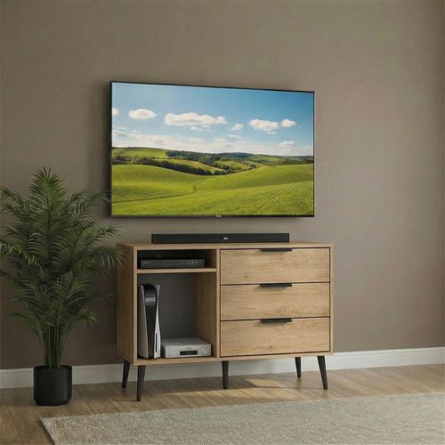 Hong Kong TV Unit - 95cm - with Wooden Legs - Oak