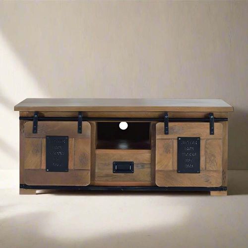 Iron Works TV Unit - Mango Wood - Storage