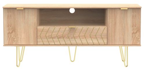 Jigsaw Oak Effect 65cm TV Unit with Gold Hairpin Legs
