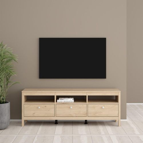 Madrid Jackson Hickory Oak 3 Drawer TV Unit