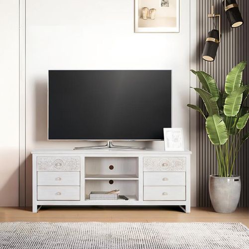Medio Storage Large TV Unit - White Mango Wood