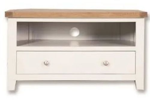Perth White and Wood 102cm Corner TV Unit