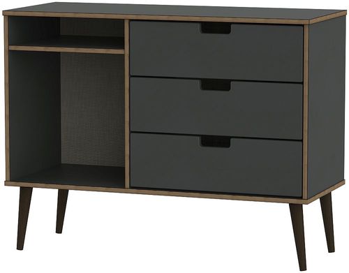 Shanghai Graphite 95cm TV Unit with Black Wooden Legs