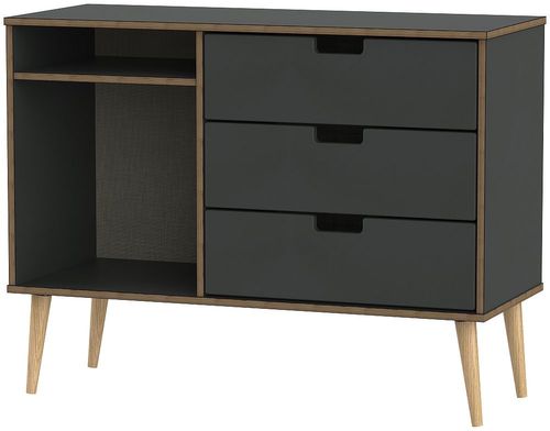 Shanghai Graphite 95cm TV Unit with Natural Wooden Legs