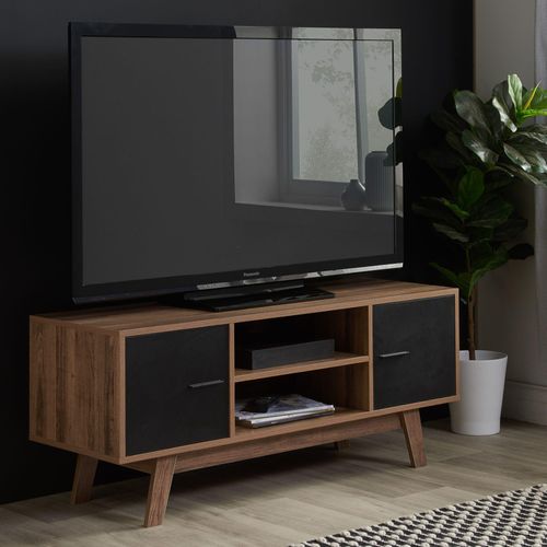 Shard 2 Door TV Unit - Walnut and Black