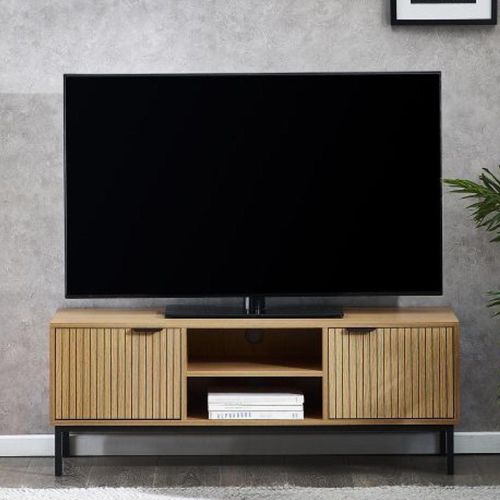 Sia TV Unit - 2 Door - Ribbed - Oak