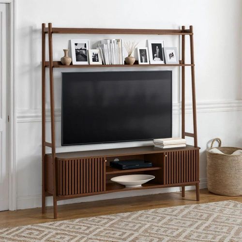 Soho TV Unit - 165cm - Slatted Ladder Large Storage - Dark Oak