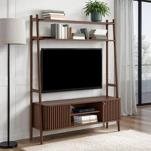 Soho TV Unit - Slatted Ladder Storage - Dark Oak