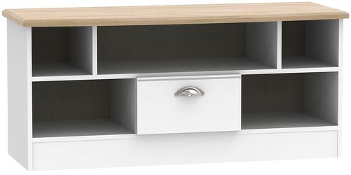 Victoria White and Riviera Oak 110cm TV Unit