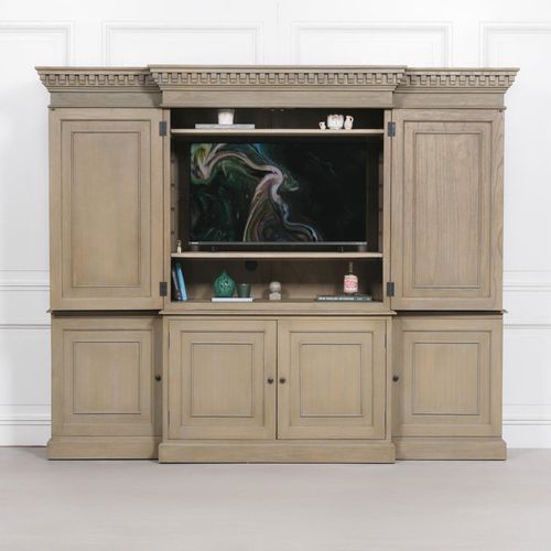 Triple Breakfront Large TV Cabinet - Wood