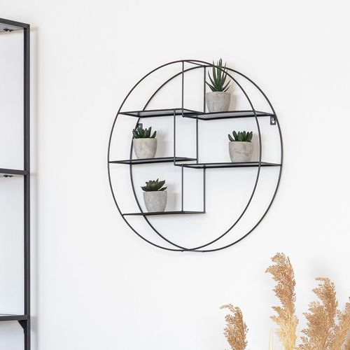 Genk Round Wall Shelf - Black Metal