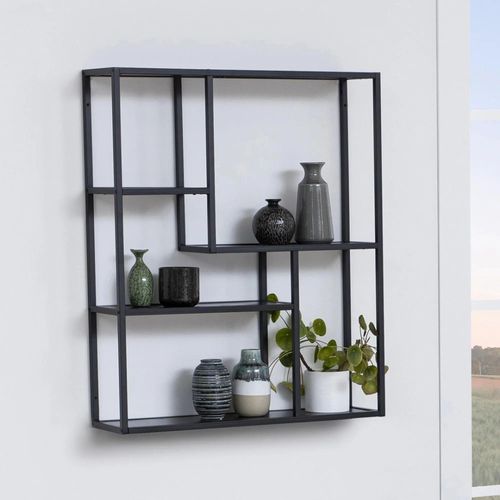 Seaford Wall Rack - Oak and Black Metal