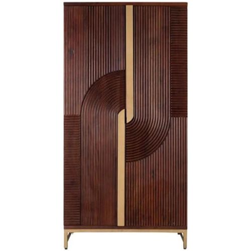Flora Tall Bar Cabinet - 2 Door - Dark - Mango Wood