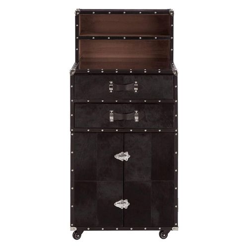 Kensington Townhouse Wine Cabinet - 2 Door - Black Leather
