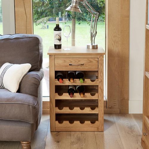 Mobel Oak Lamp Table - Wine Rack