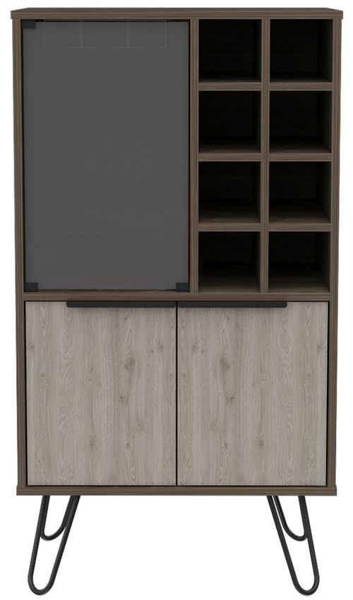 Nevada Grey Oak Effect Wine Cabinet with Hairpin Legs