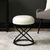 White Boucle and Black Metal Rizzo Round Footstool