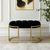 Black Velvet Fabric and Gold Metal Oval Hall Bench