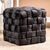 Plush Black Velvet Fabric Square Ottoman Stool